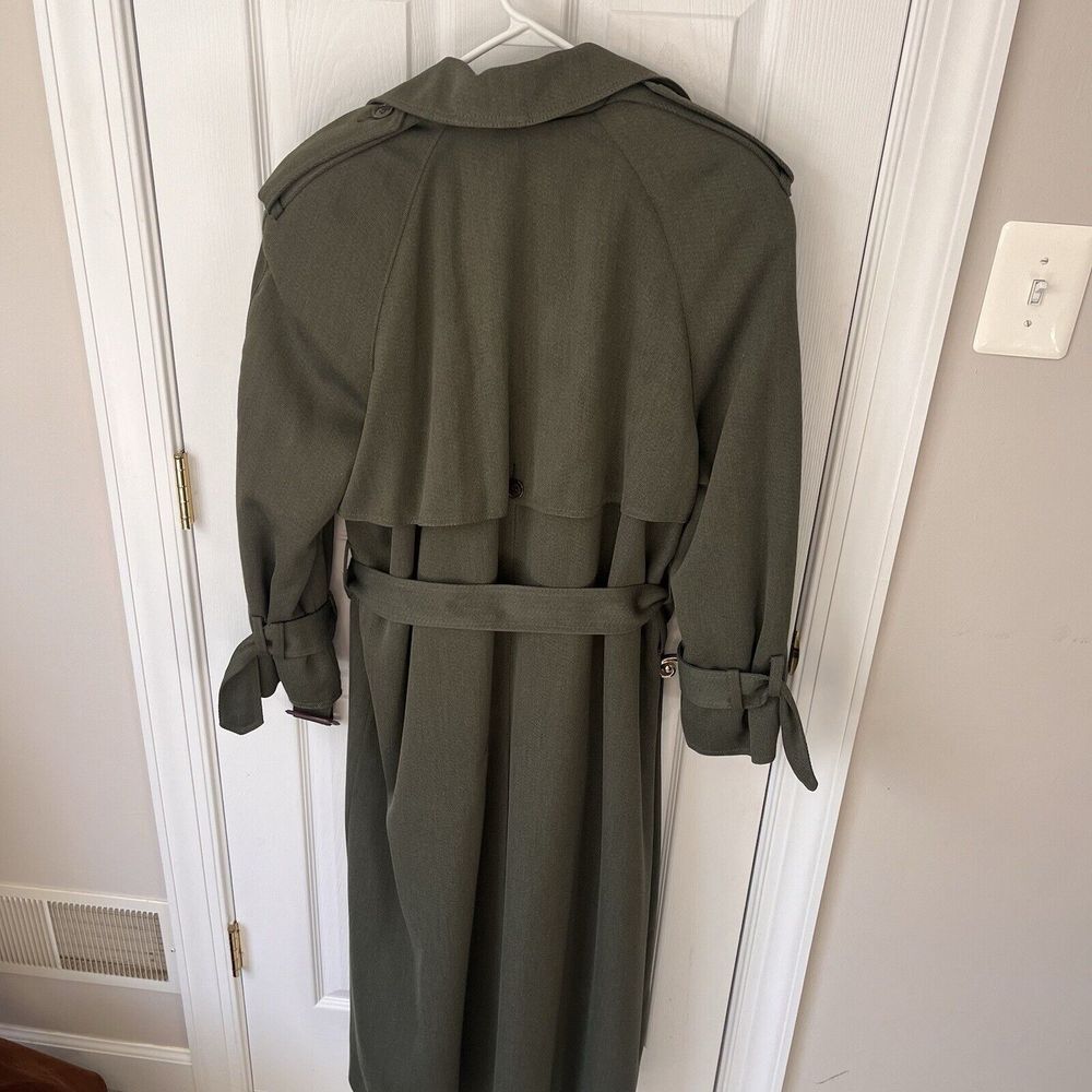Vintage Long Green Coat Novelti Adorable Junior Trench Coat Size 9/10 - Picture 6 of 9